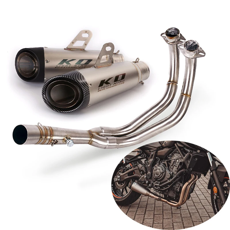 

For Yamaha MT-07 XSR700 FZ07 FJ07 Complete Exhaust System Header Mid Link Pipe Slip On 51mm Muffler Escape Removable DB Killer