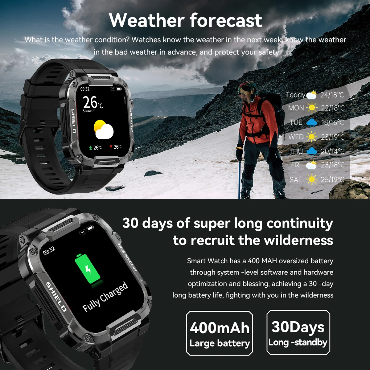 ساعة ذكية 2025 للرجال: عمر بطارية طويل 650 مللي أمبير في الساعة، بوصلة مسار GPS، اتصال لاسلكي، مراقب معدل ضربات القلب، ساعة رياضية خارجية #2