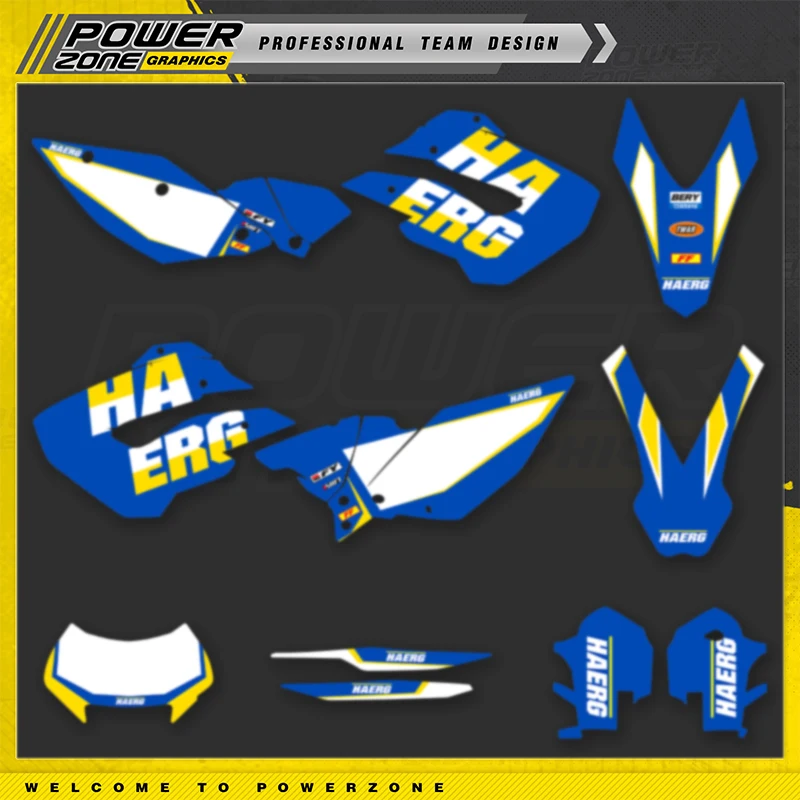 พาวเวอร์โซน คัสตอมทีมกราฟิกพื้นหลังสติ๊กเกอร์ชุดสำหรับ HUSABERG 2009-2012 FE390 450 570-TE250 300 -FX450-FS570