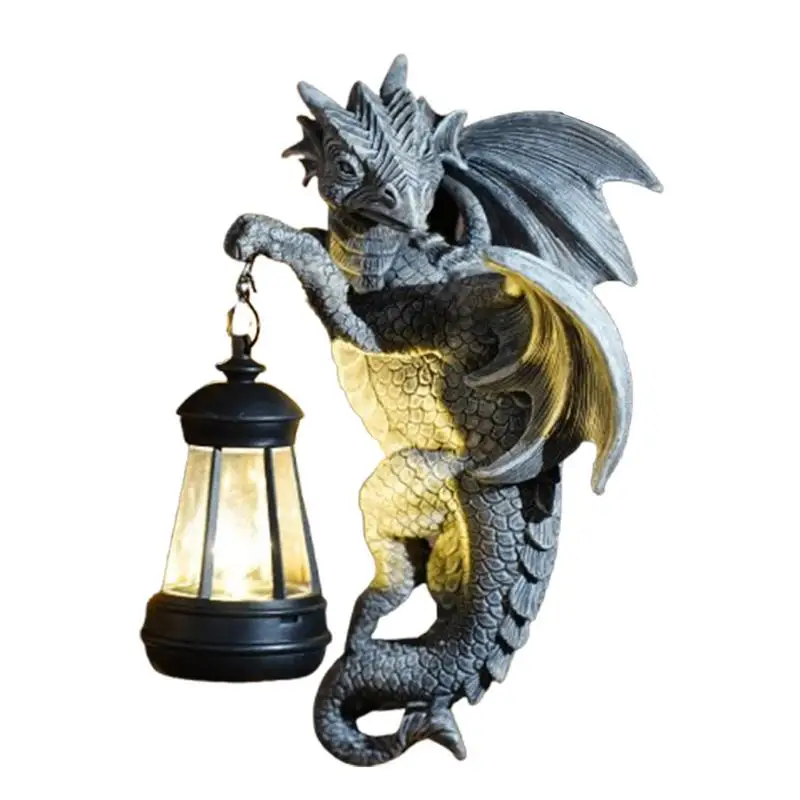 Dragon Solar Light Weather Resistant Dragon Trees Hugger Solar Lantern Outdoor Garden Decoration Creative Unique Resin Dragon