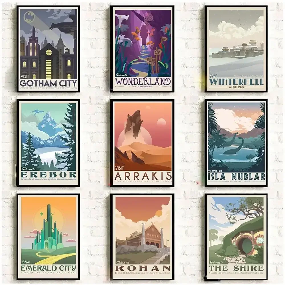 1PCS frameless Rohan Arrakis Landscape Canvas Wall Art  Famous Movie Scenery Poster for Living Room Home Decor  Travel Gift