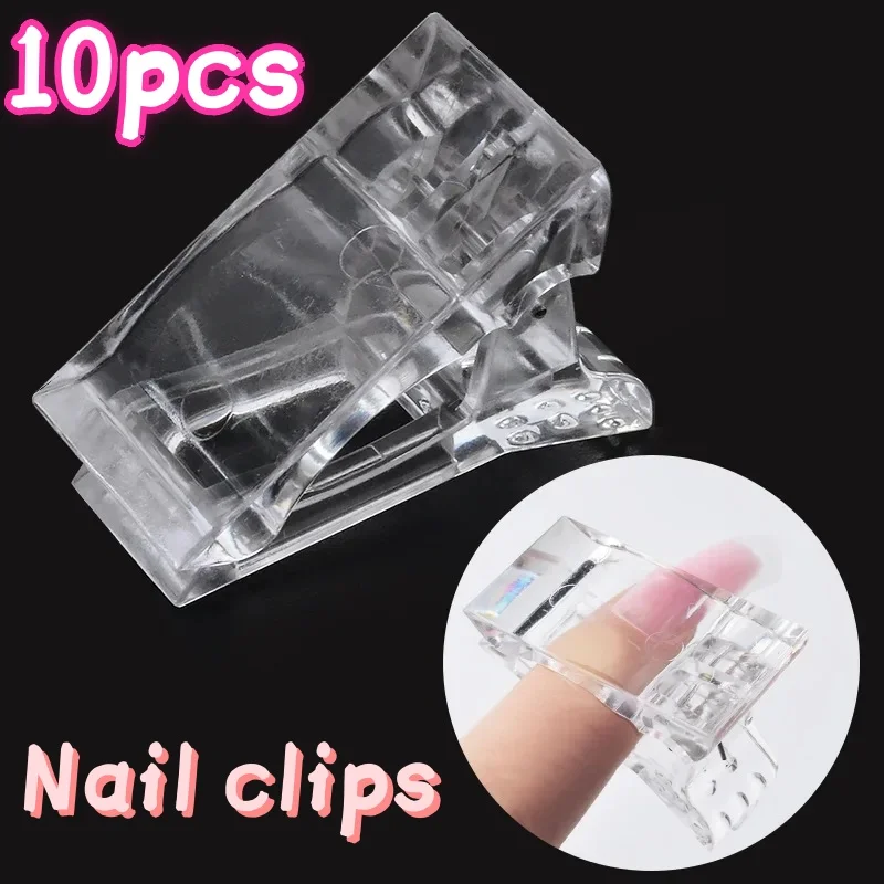 10pcsSolid color nail tools | Crystal nail mold fixing clip, glue clip & extended glue shaping clip finger rest