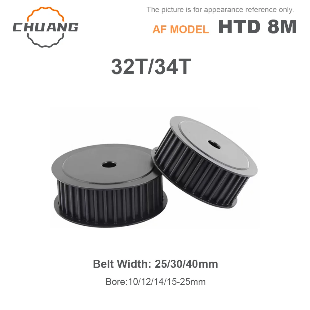 

32T 34Teeth HTD 8M Timing Pulley AF type 45# Steel Synchronous Wheel For Belt Width 25/30/40mm Bore 10mm~25mm Drive belt pulley