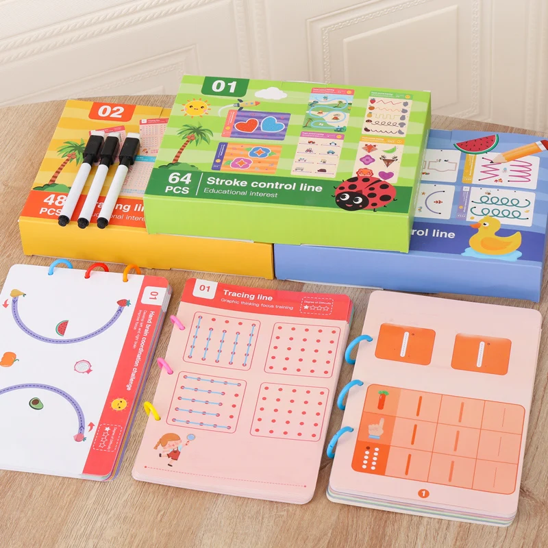 Pulpen mainan วาดรูปควบคุมแบบมอนเตสซอรี่สำหรับเด็กชุดเกมจับคู่คณิตศาสตร์สำหรับเด็กหัดเดินเรียนรู้กิจกรรมหนังสือการศึกษา