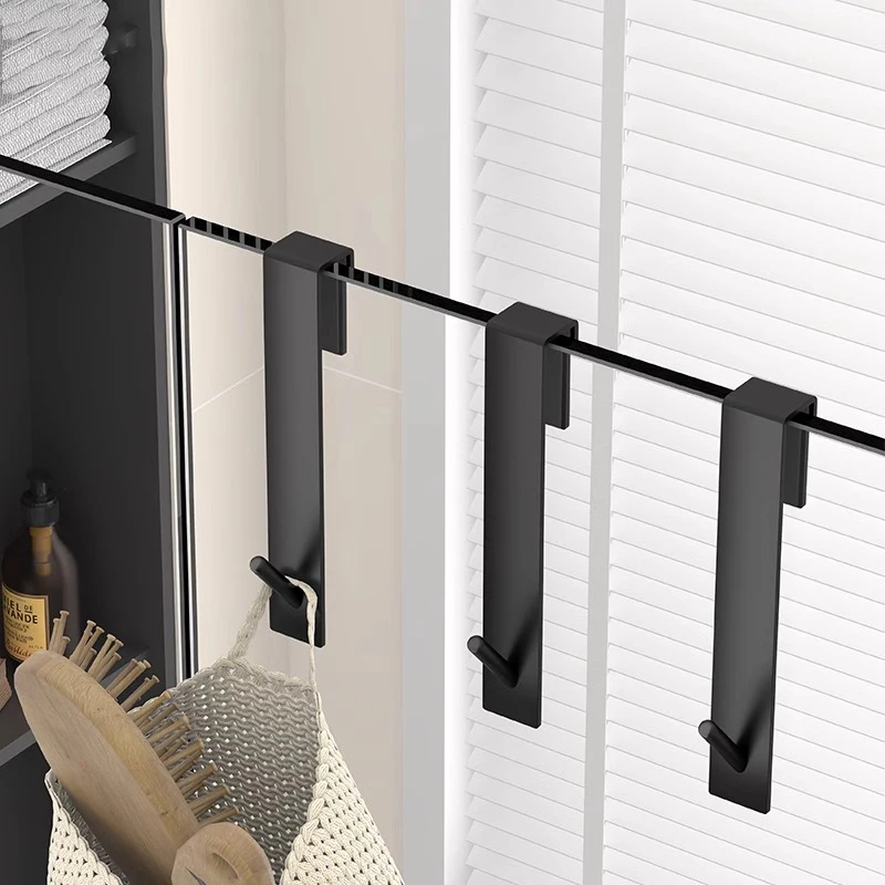 خطافات باب دش من الفولاذ المقاوم للصدأ ، خطافات معلقة فوق الباب للحمام ، باب دش زجاجي بدون إطار ، حامل منشفة حائط