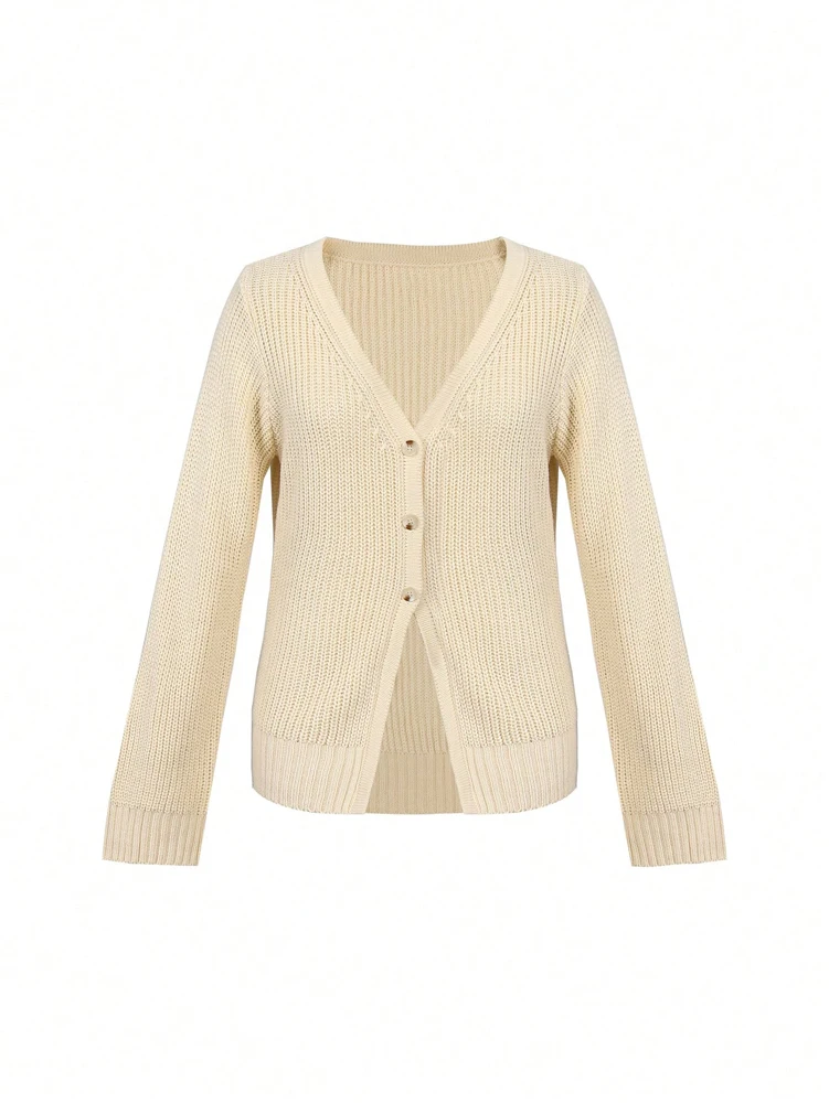 Cardigan tricoté amincissant pour femmes, élégant et polyvalent, col en v, défini à la taille, nouvelle collection début d'automne 2025