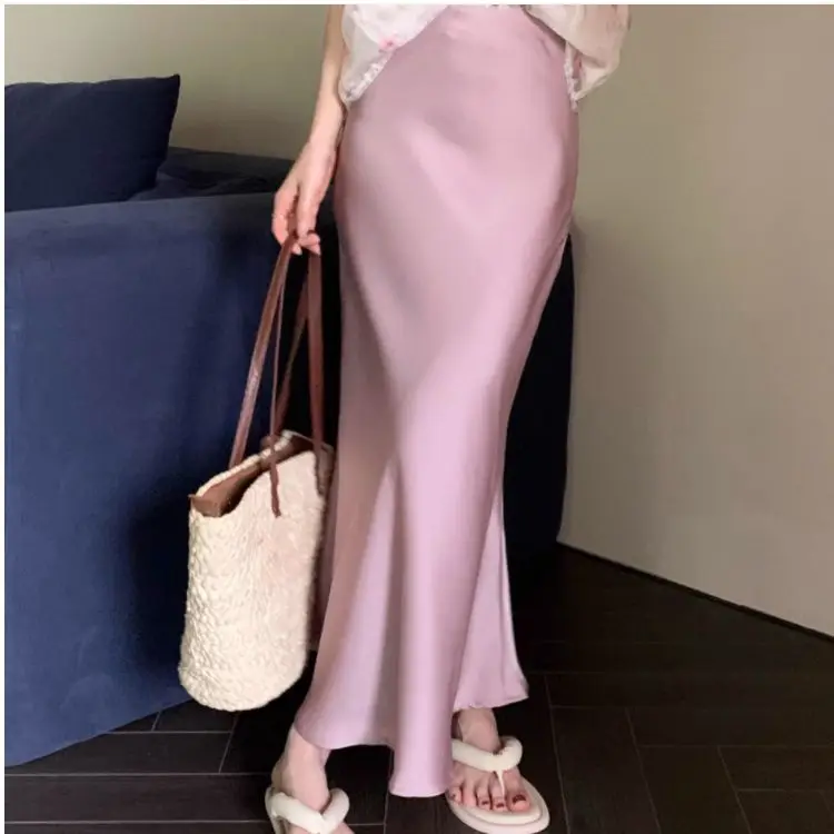 

Temperament Skirt For Women High Waist Tunic Saia 2026 Faldas Mujer De Moda Chic Solid Color Jupe Bodycon Summer Long Skirts