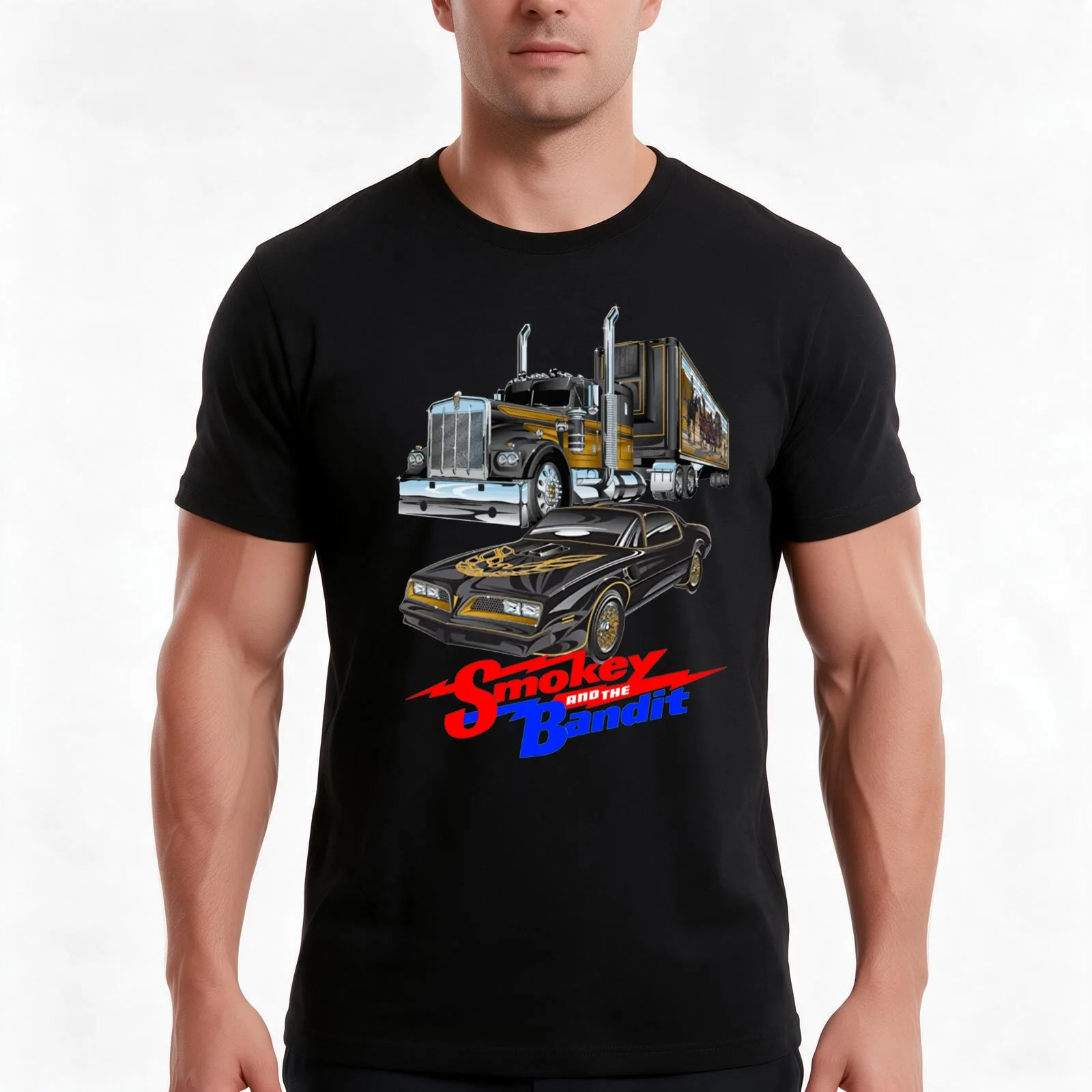 Container Smokey and the bandit car movie art T-Shirt, Summer Casual Cotton Tee, Oversized Streetwear Tops, Unisex Men Women
