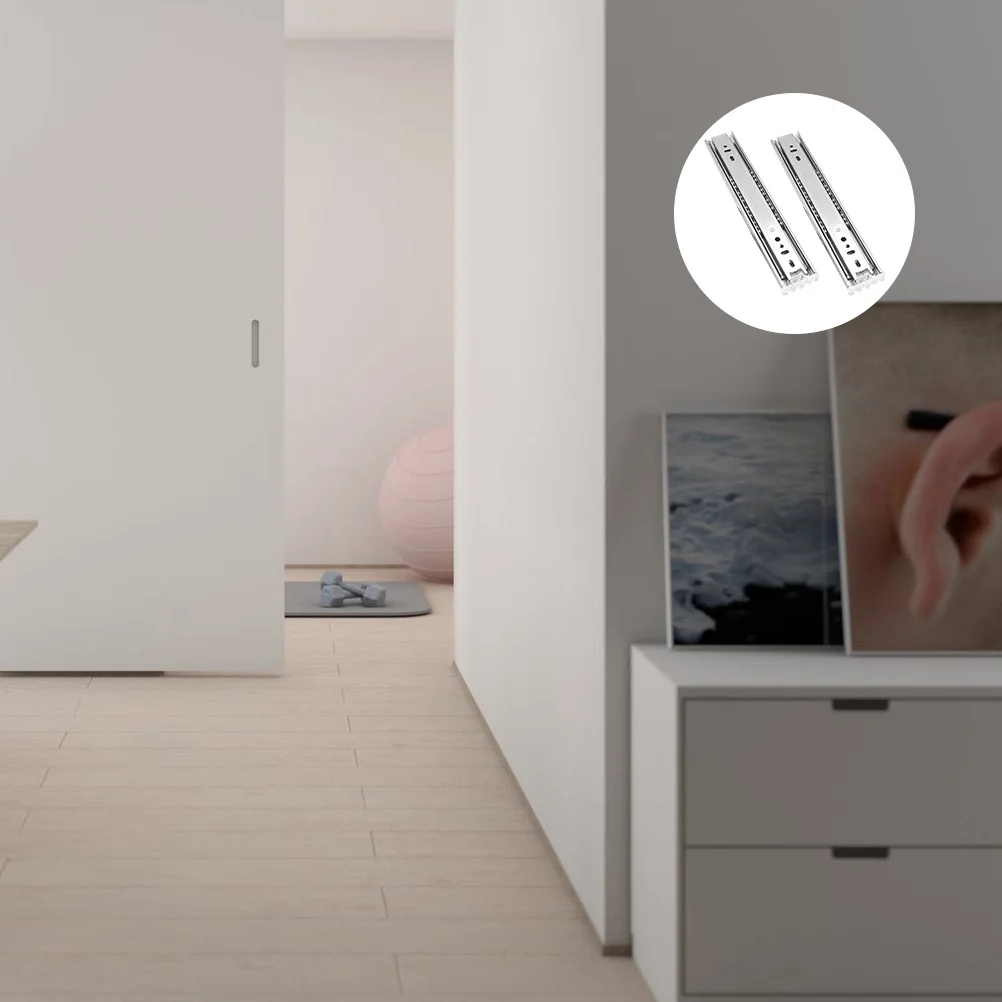 

2pcs Stainless Steel Slide Rails Double Row Steel Ball Bearings Mute Smooth Damping Buffer Self-Close Full Extension Closet