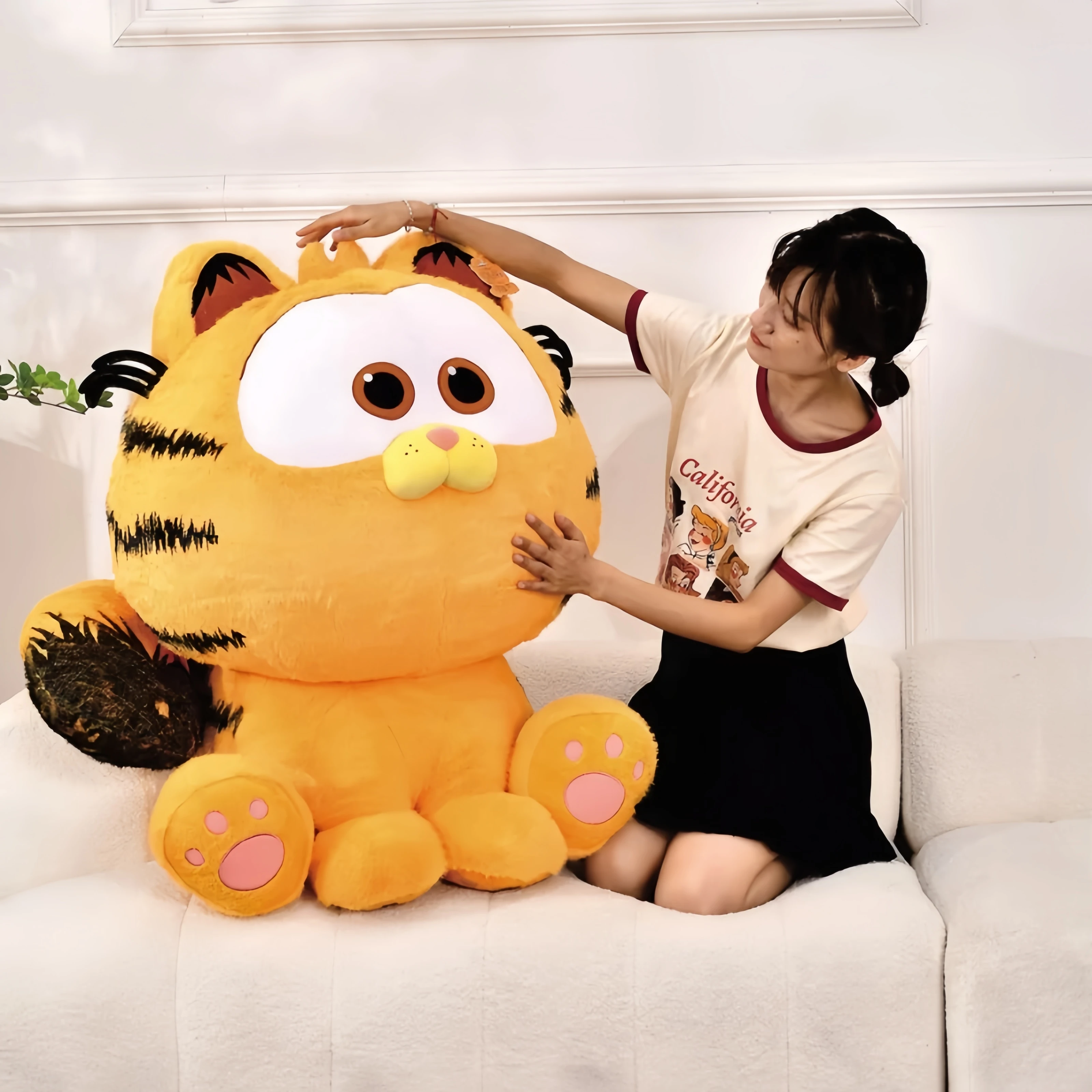 Garfield família pelúcia gato preguiçoso boneca de pelúcia anime simulação gatinho peluche kawaii brinquedos hobbies decoração para casa presentes de natal para crianças
