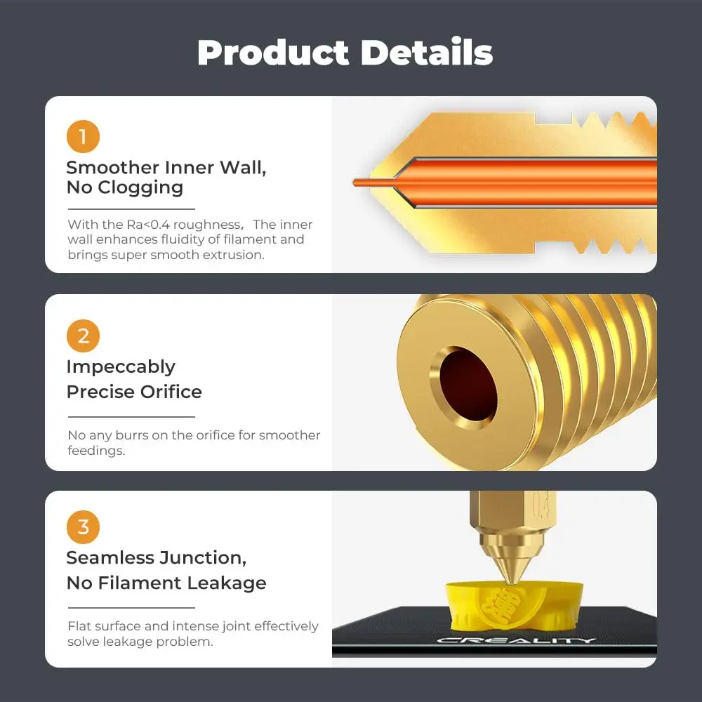 Creality Original Ender 3 V3 SE Messingdüsen-Kit, Hochgeschwindigkeits-Messingdüsen für Ender 3 V3 SE/Ender 5 S/Ender 7 3D-Drucker – Detail 2