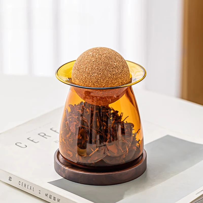 Tea Storage Jar with Corks Coffee Bean Preservation Tank Kitchen Creative Multi-purpose Glass Jar Flower Tea Sealed Storage Tank