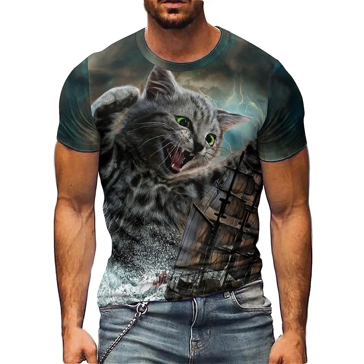 

Men's 3D Printed Short-sleeved Gym T-shirts, Soft and Comfortable, Lightweight and Breathable