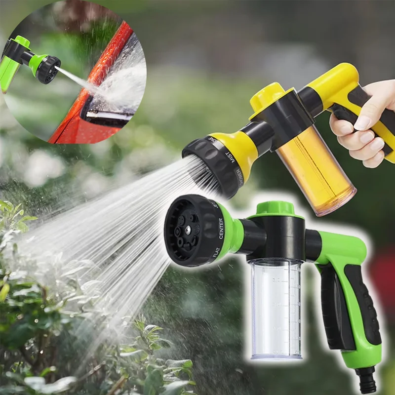 Water Spray Gun High Pressure Car Wash Hose Nozzle with Soap Dispenser for Garden Watering Pet Cleaning Home Use