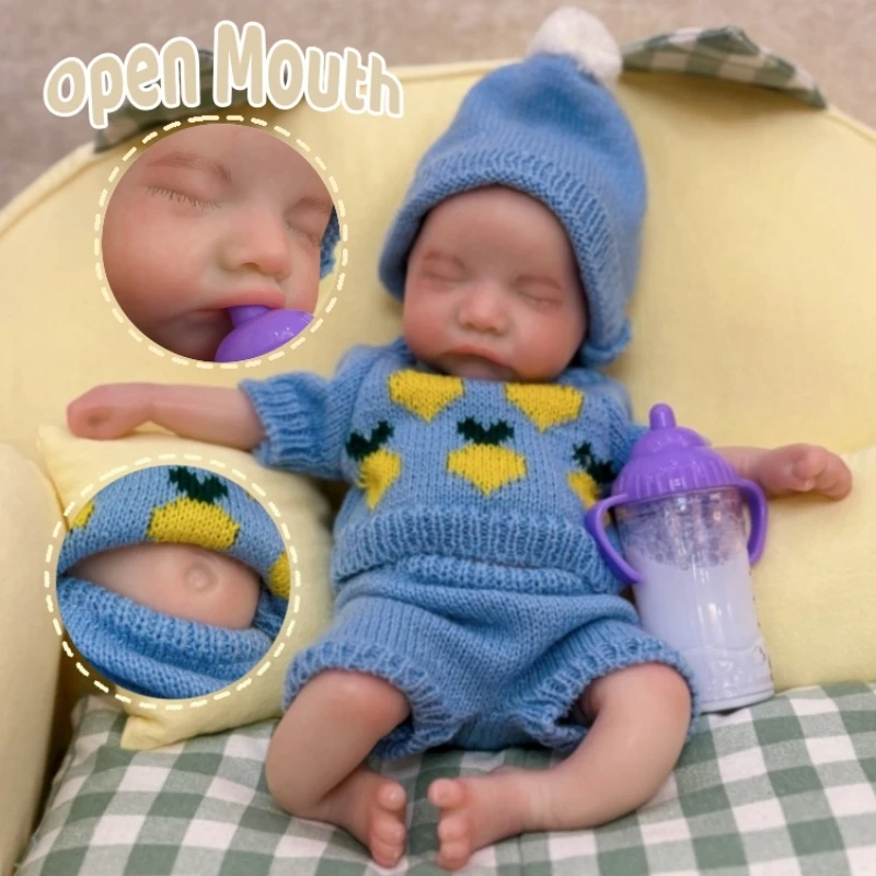 

13Inch Waterproof & Open Mouth Solid Silicone Newborn Reborn Boy Doll With 3D Painted Skin Soft Touch Newborn Doll Perfect Gifts
