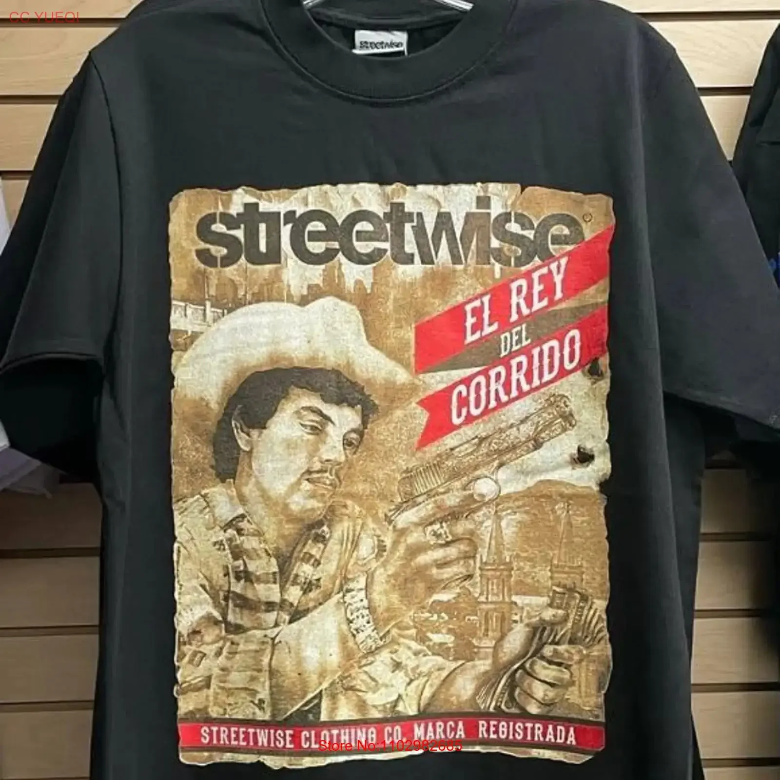 Camiseta negra básica de los años 90 de Scully Chalino Sanchez, NH26376, vintage, lavada, ligeramente gráfica, versátil