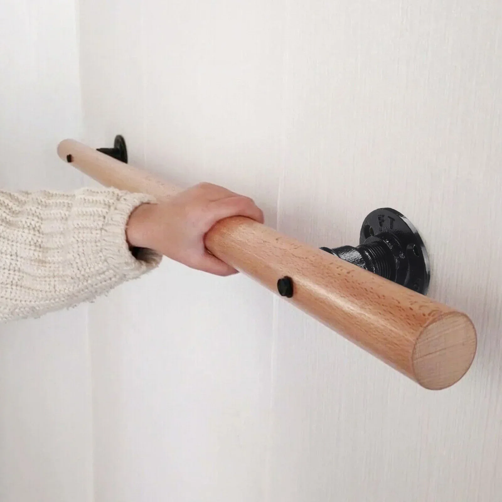 Hardware Fixing Parts Support For Stairs Iron Iron Handrail Railing Guide Wall Mounted 6.5cm/2.56in Banister Black