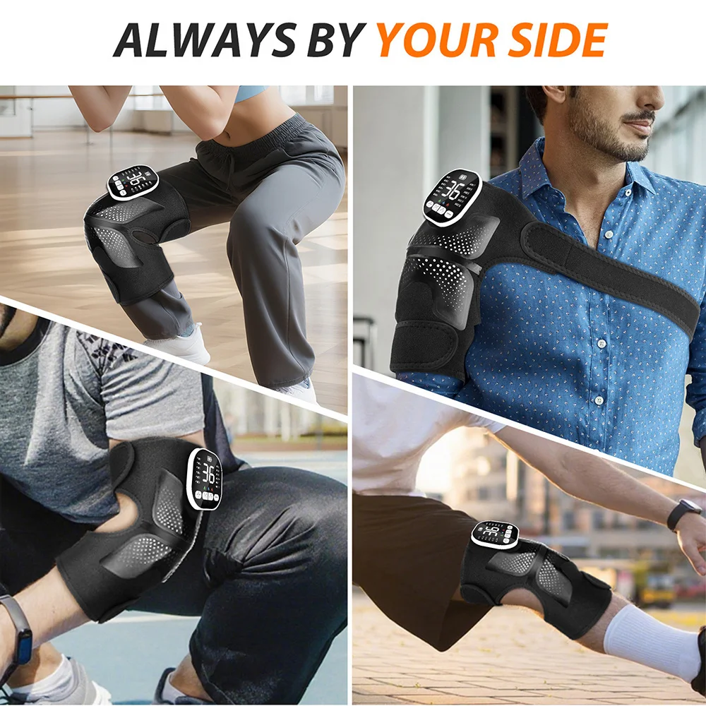 

3-Levels Heated Knee Massager & Leg Warmer Pad - 12 Programs with 36 Ems Vibration Settings for Joint Pain Relief Rechargeable