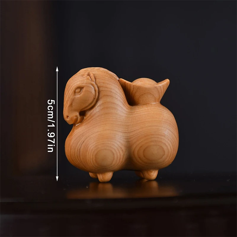 تمثال حصان زودياك صيني للعام الجديد لعام 2026، زخرفة حصان تانغ خشبية مصنوعة يدويًا، تصميم منحوت، المنزل، المكتب، السيارة، ديكور المكتب