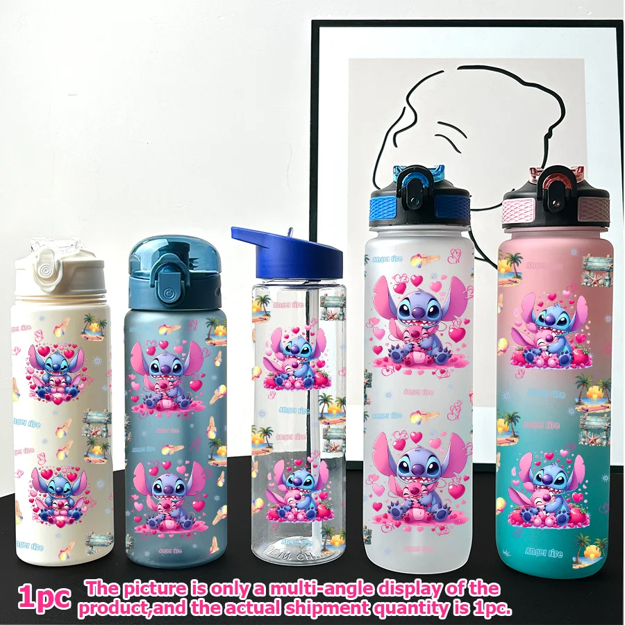 

1Pc Disney Stitch Love Printed 23-32oz Various Plastic Water Bottles Portable Sports Water Cups Birthday Gifts