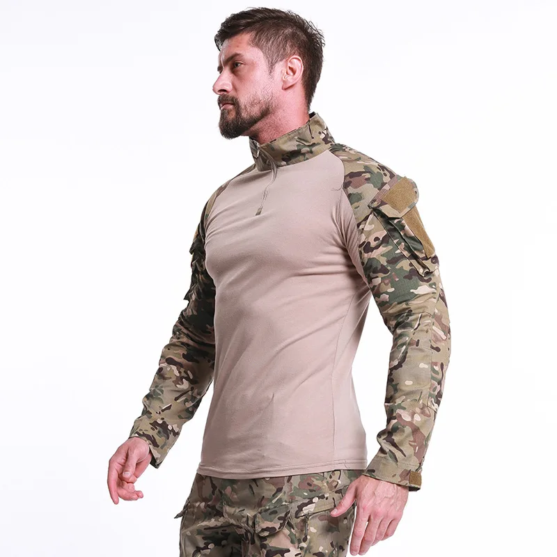 Outdoor ademend fietsshirt met lange mouwen CS camouflage poloshirt Amerikaanse kikker kostuum sniper instructeur uniform