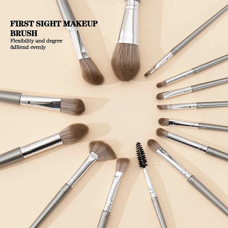Ensemble de pinceaux de maquillage à poils souples, 14 pièces, avec pinceaux pour poudre, Blush et fond de teint, Kit d'outils cosmétiques professionnels pour débutants