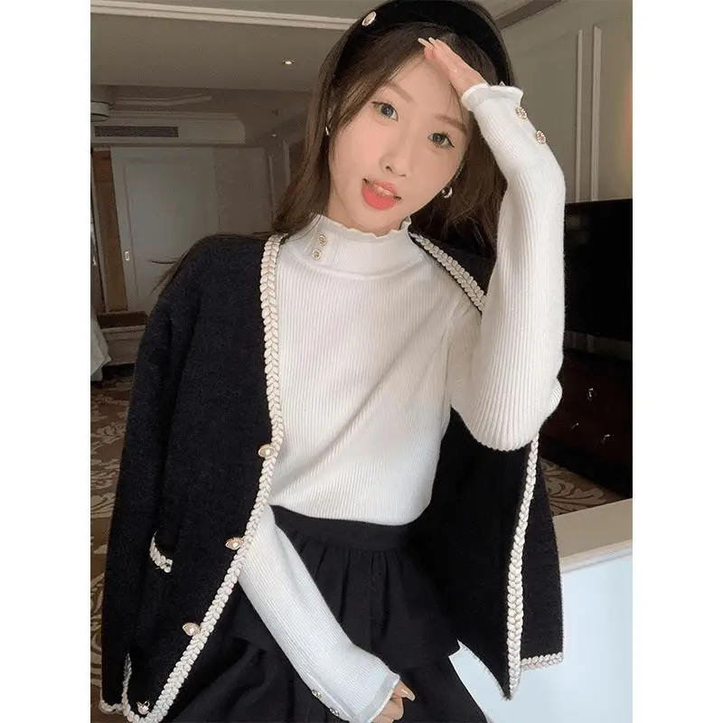 

Sweaters Jumpers Womens Sweater Women Trends 2025 Pure Cashmere Fitted Turtleneck Corporate Meeting Solid Color Ribbed Knit Cute