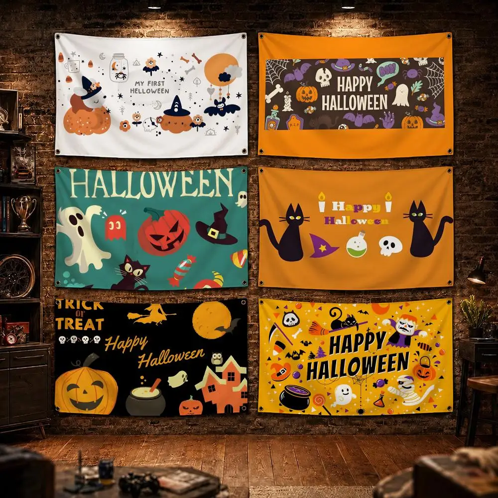 Colorful Halloween Cartoon Collection Flags Decor Garage Flags for Bedrooms Outdoor Decor Tapestry Flaga Advertising Barber Shop