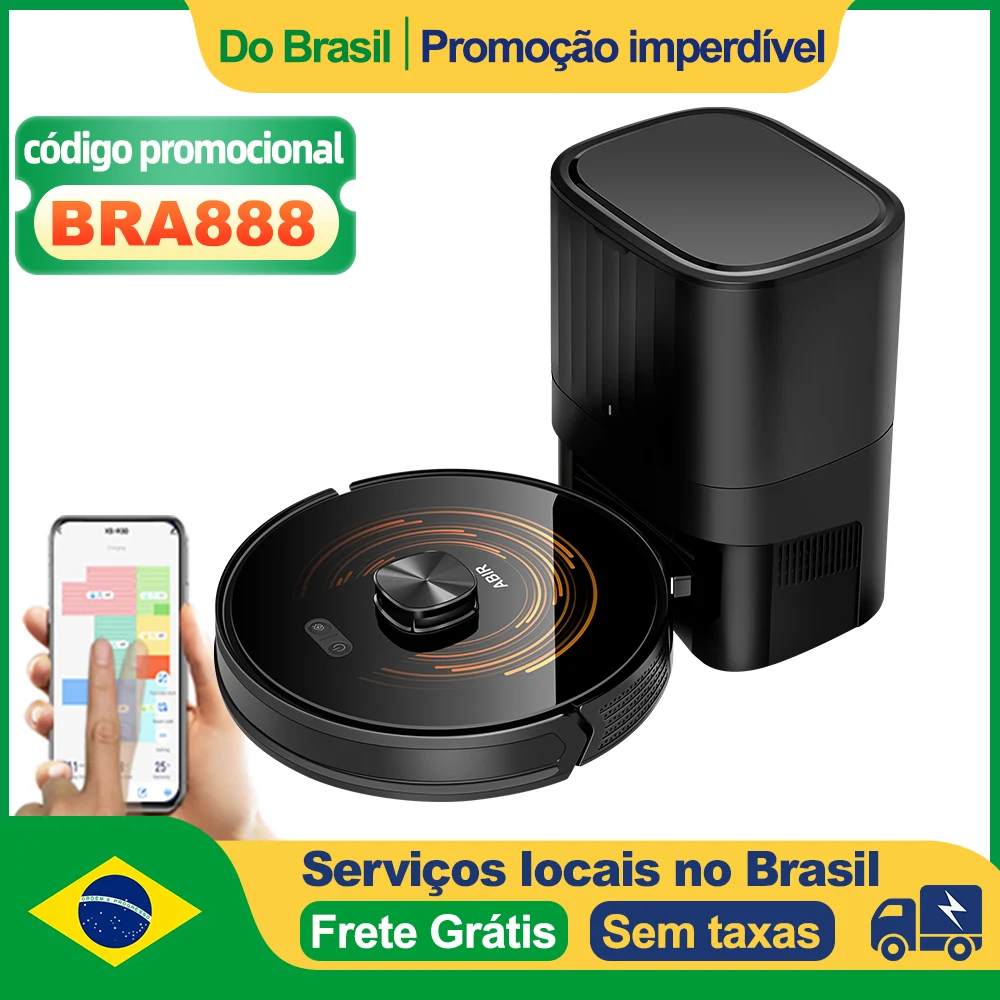 Aspirador de pó robô ABIR K30, estação vazia automática, lidar a laser, sucção 6500PA, mapa multipiso, aparelho seco e molhado para casa inteligente,Voltagem 220V