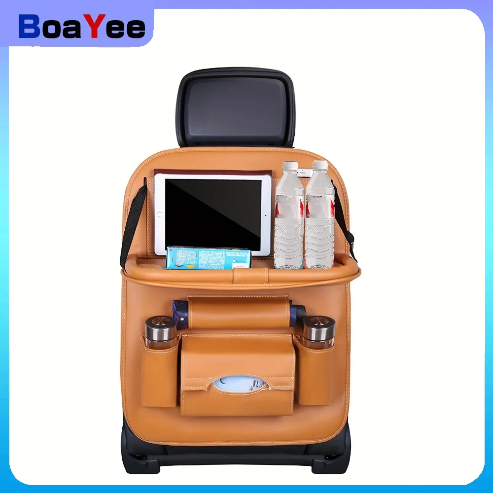 

Car Seat Anti-kick Pad Storage Bag Car Organizer Tray DeluxePULeather Multipurpose Storage Car Interior Accessories
