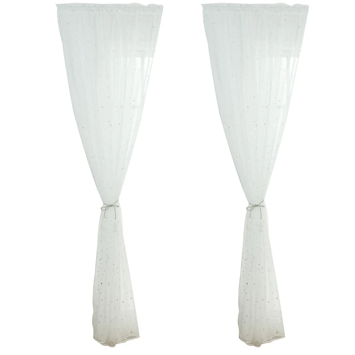 1 個薄手のカーテン 100X270Cm シルバー箔スタープリント窓チュール寝室リビングルームルームボイルカーテンホームテキスタイル