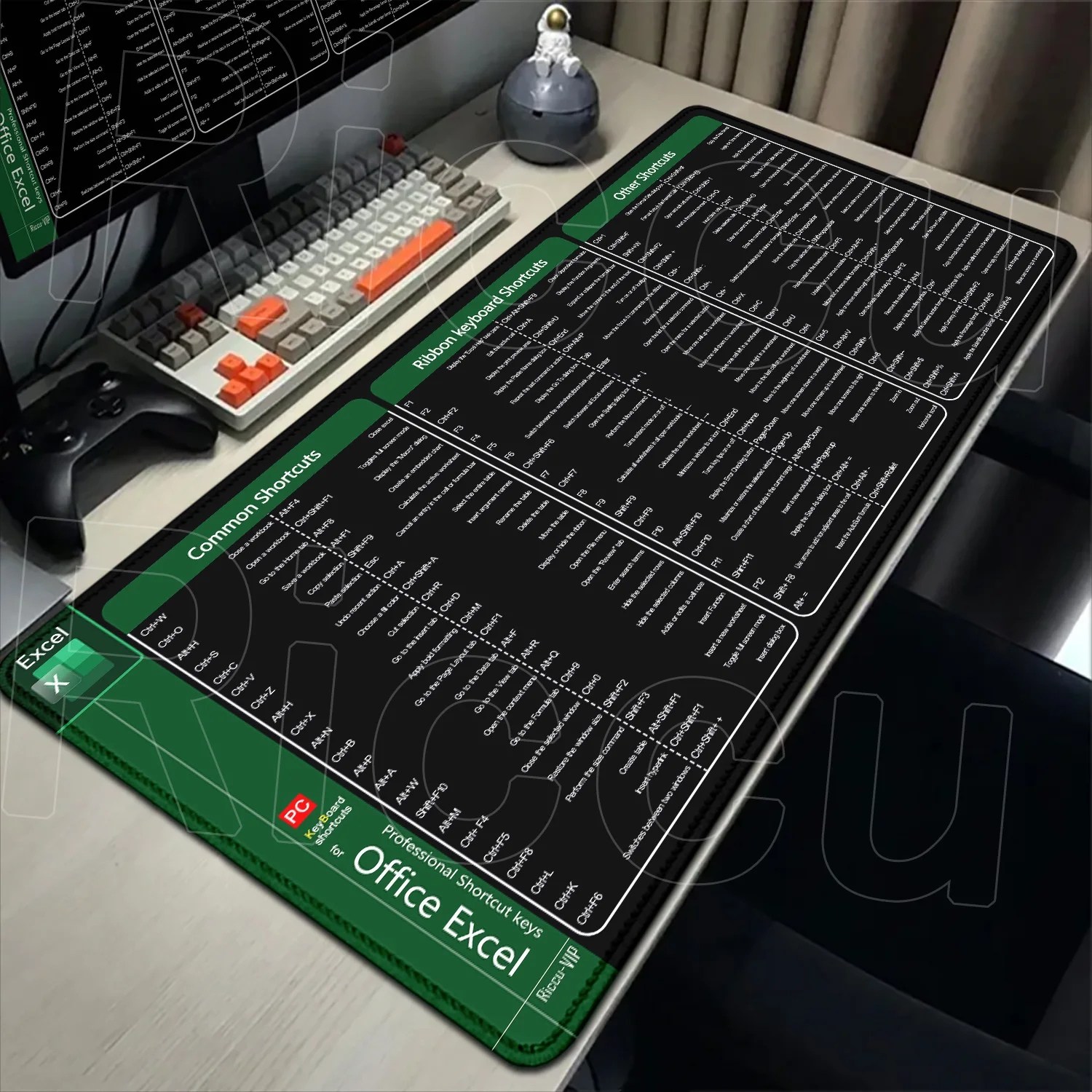 Riccu Excel Alas Meja Pintasan 90X40Cm Alas Mouse Komputer Kantor Diperpanjang Alas Mouse Keyboard Xxl dengan Tepi Dijahit Alas Anti-selip