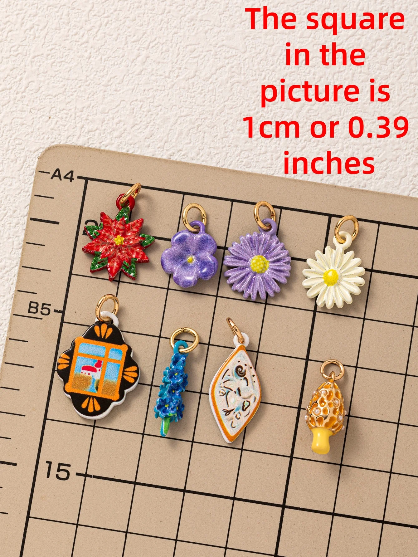 Einfacher und beliebter neuer Stil: Bunte Morchel-Pilz- und Blumen-Diamant-DIY-Anhänger für Schmuck – Detail 1