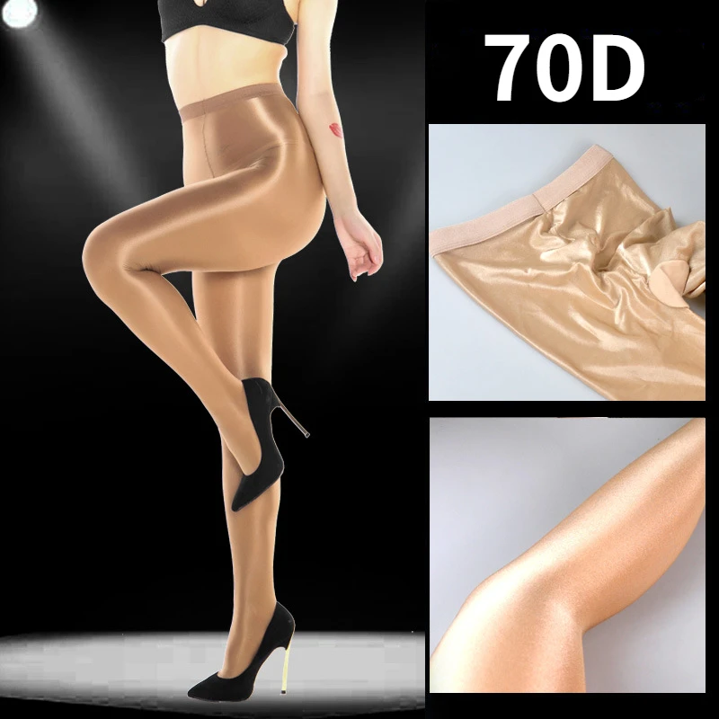 

70D Oil Shiny Tights Women Sexy Skinny Thin Shaping Pantyhose Elastic Glossy Smooth Stockings DS Nightclub Party Hosiery Scoks