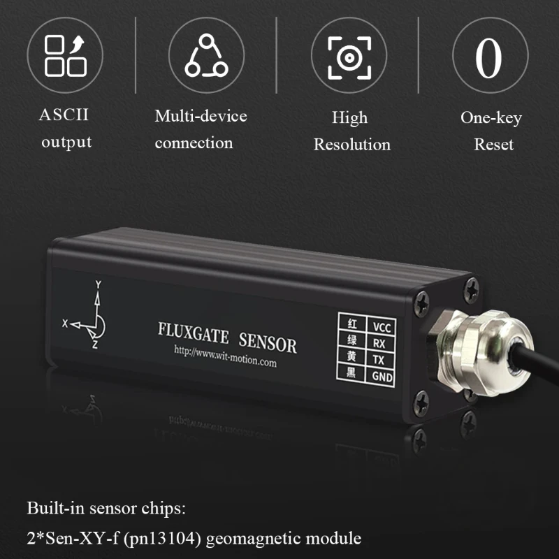 WitMotion HWT3100 Military-Grade PNI Magnetometer Heading Angle Fluxgate, RM3100 3-axis Electronic Compass Geomagnetic Sensor