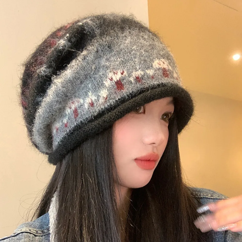 

Модная теплая вязаная холодная шапка, утолщенная женская шапка, шерстяная шапка, зимняя шапка