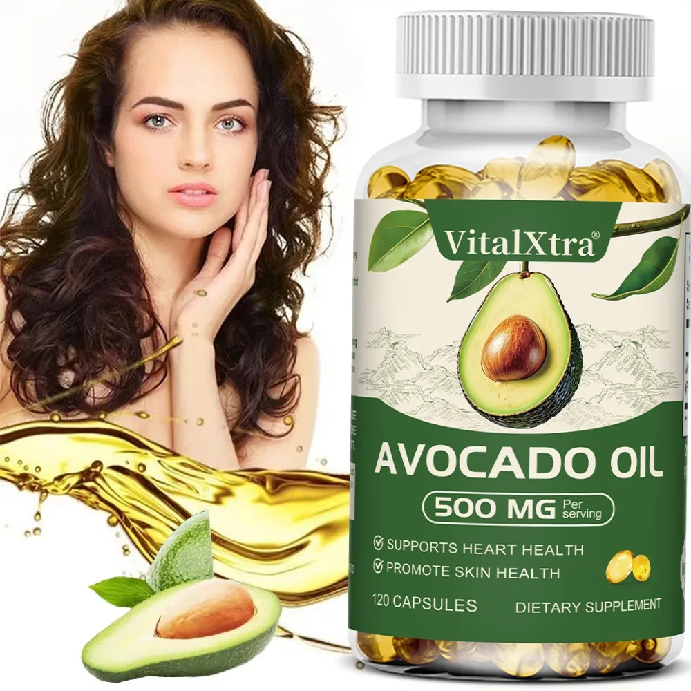 

Avocado Oil Capsules, 500mg, Improves Joint, Eye, and Skin Health, and Promotes Nutrient Absorption, Non-GMO Formula