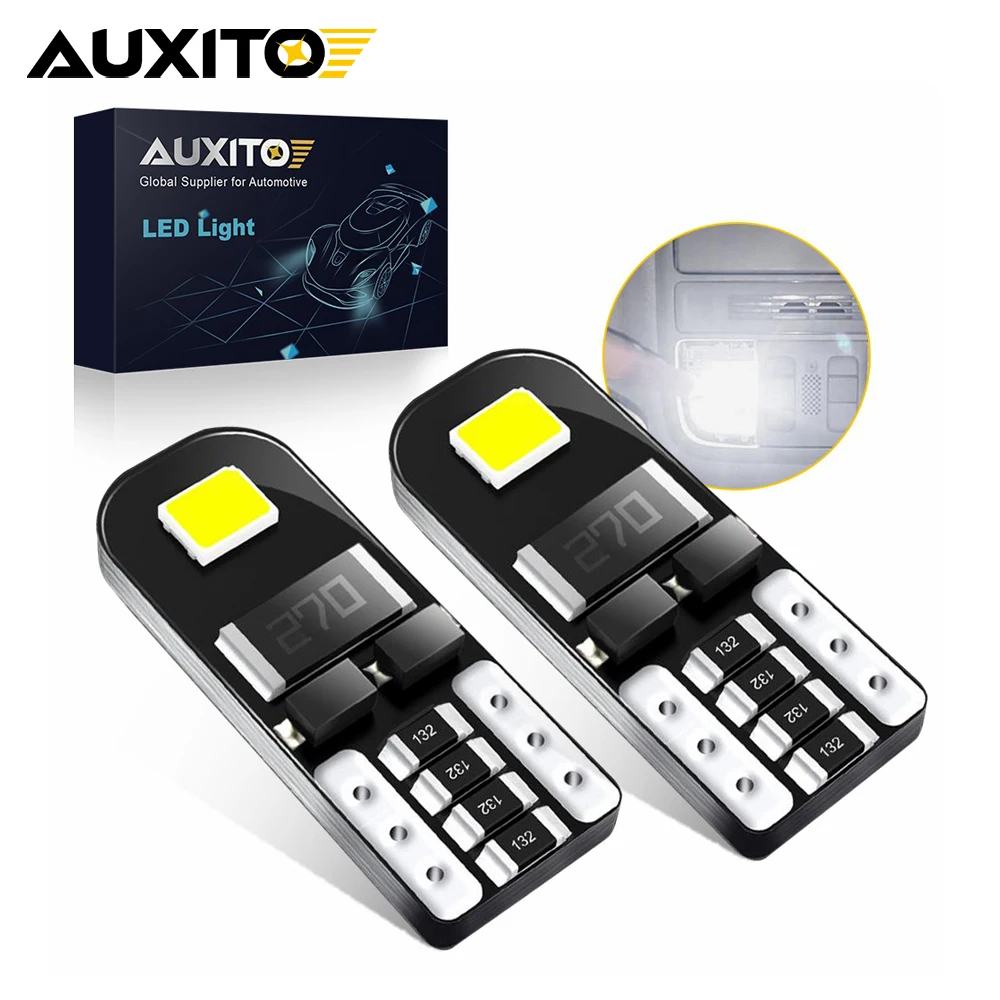 AUXITO 2Pcs T10 W5W LED Light Ultra Bright 12V 194 168 LED Bulb Canbus Error Free Car Parking Position Map Dome Interior Lights