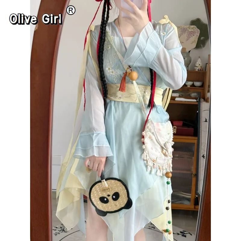 Olivegirl Hanfu Dress Fairy Elegant Sweet Original Xianxia Daily Ancient Style Set Summer Traditional Chinese Clothing view 2