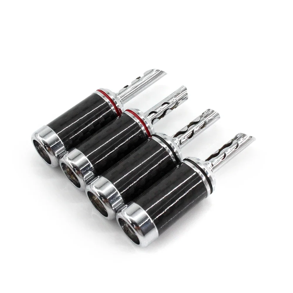 4pcs High Quality BFA Banana plug Carbon fiber Rhodium plated speaker cable plug banana connector