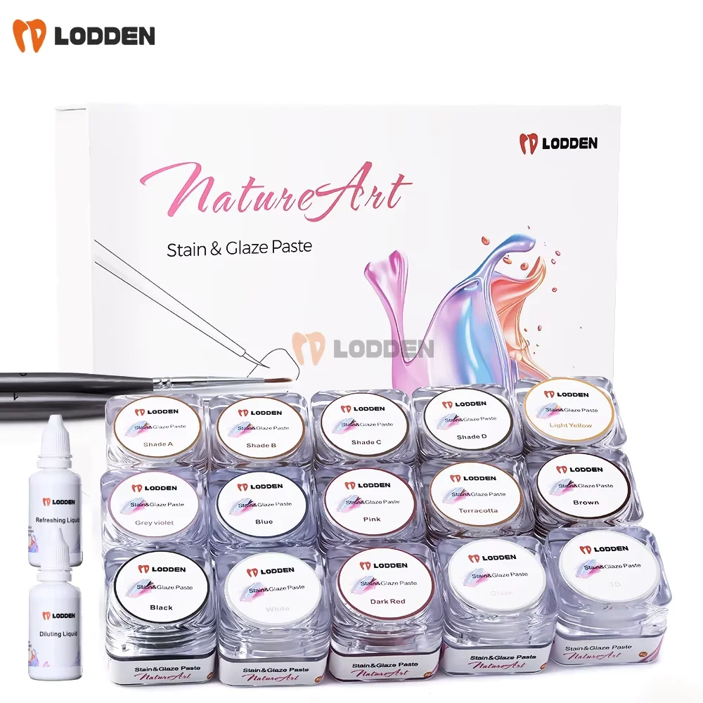 Pâte de glaçage de laboratoire dentaire 4g, pâte de tache fluorescente à basse température, matériau de remplissage de vitrage en zircone liquide de 25ml