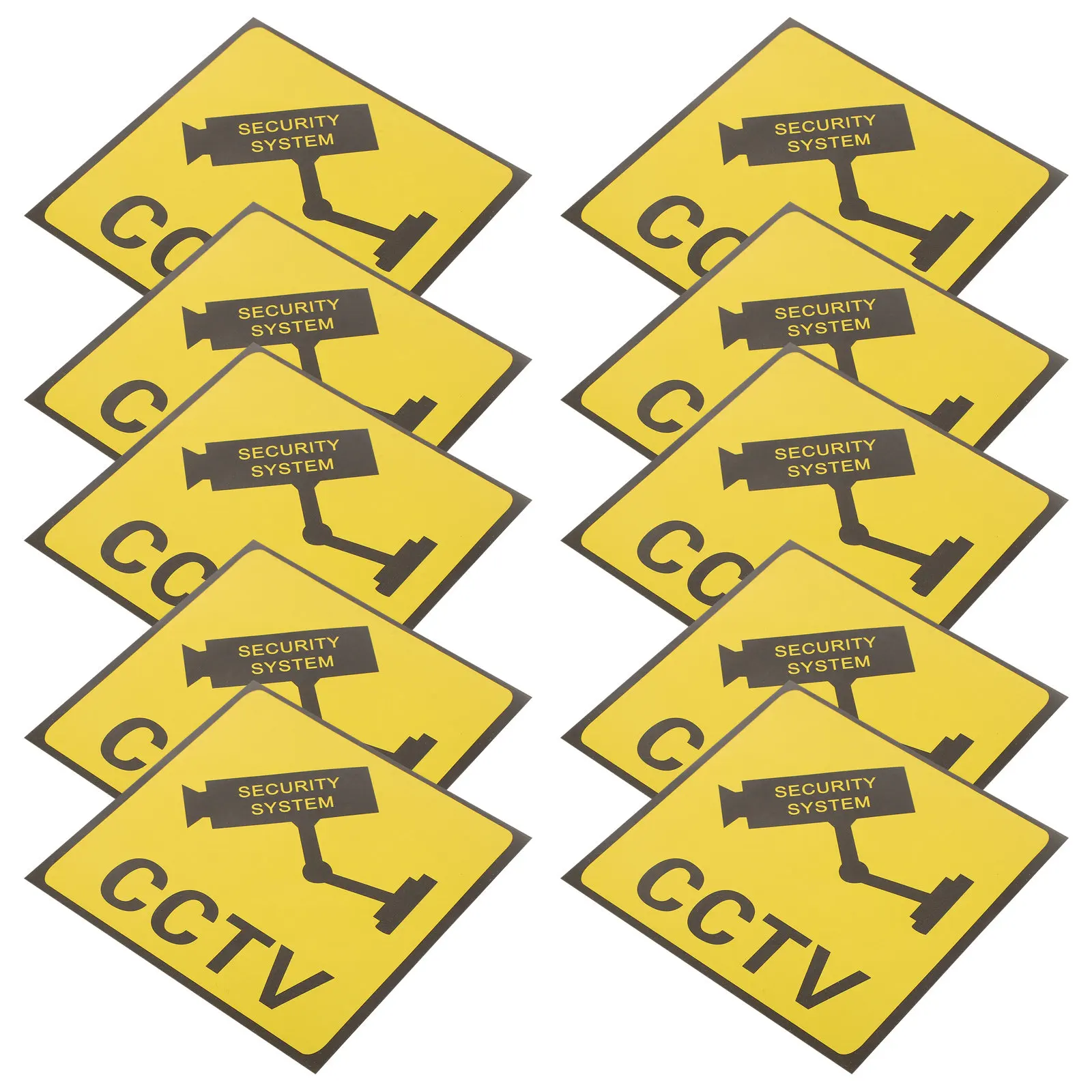 10Pcs Portable Lightweight Video Warning Stickers High-Visibility Adhesive Signs for Security Cameras Monitoring