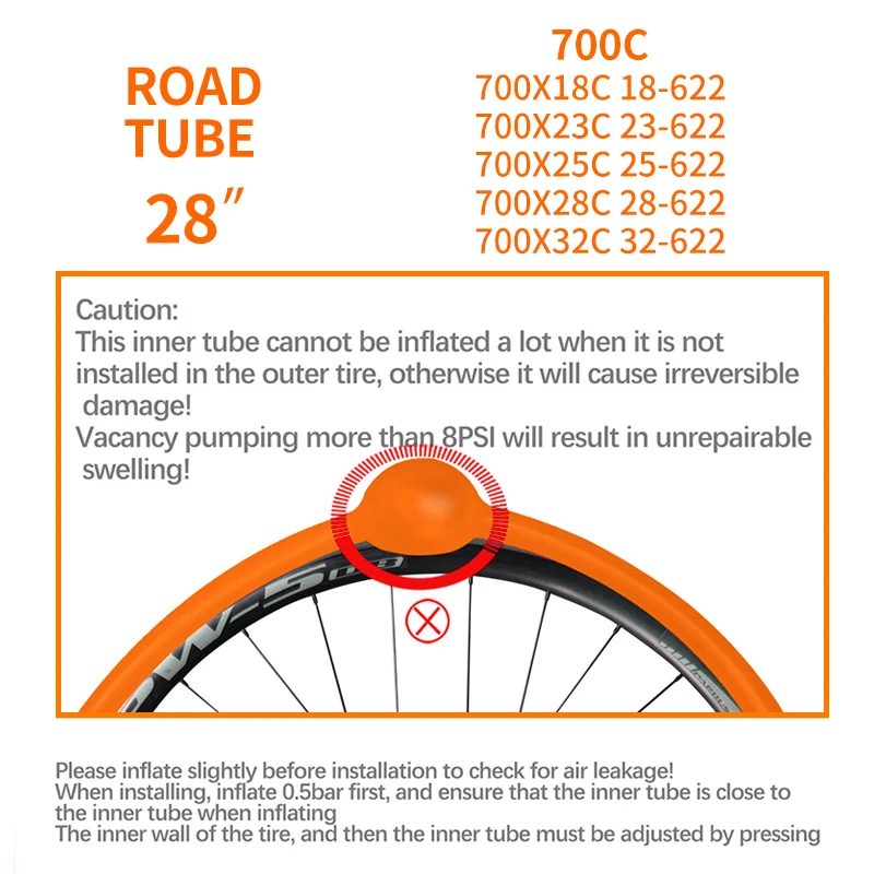 FAFX Ultralight Bicycle Inner Tube 700x 18 25 28 32C Road Bike TPU Material 45mm 65mm 85mm Valve Length French MTB Bike