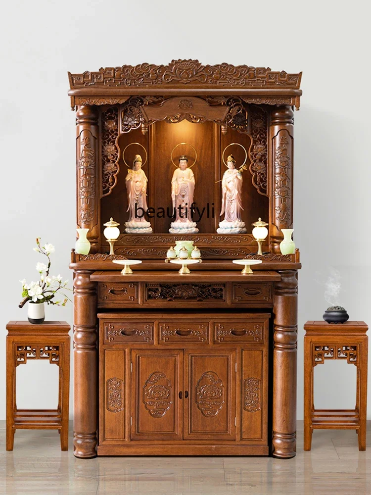 

Standing cabinet supply table Buddhist platform household Chinese simple solid wood Buddhist cabinet God of Wealth supply table