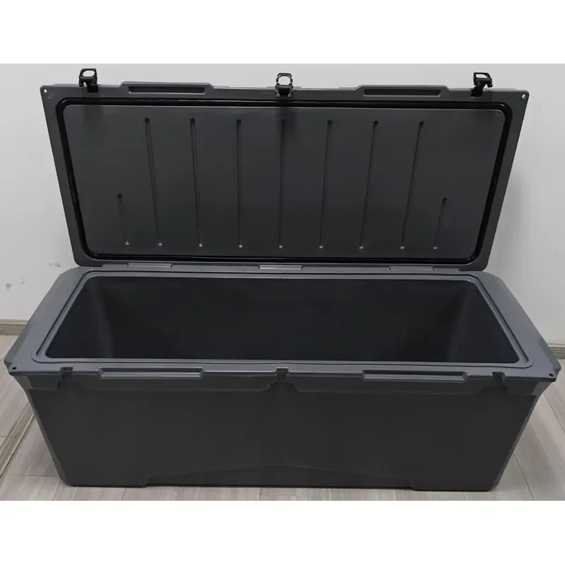 OD 220L Customized Rotomolded Cooler Box Insulated Fishing Bin With Wheels and Pull Ice Storage Transport Container