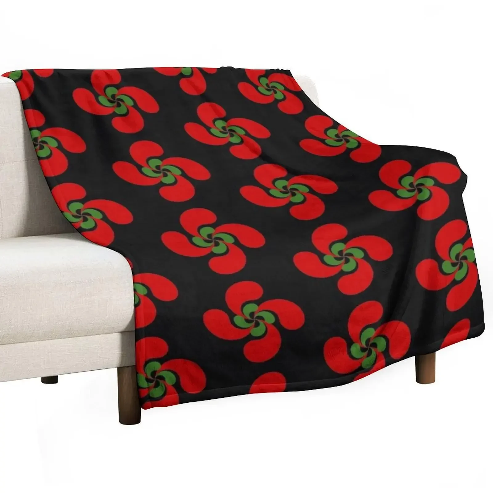 Basque Cross Lauburu Red Green White Euskadi Throw Blanket blankets ands Flannel Blankets