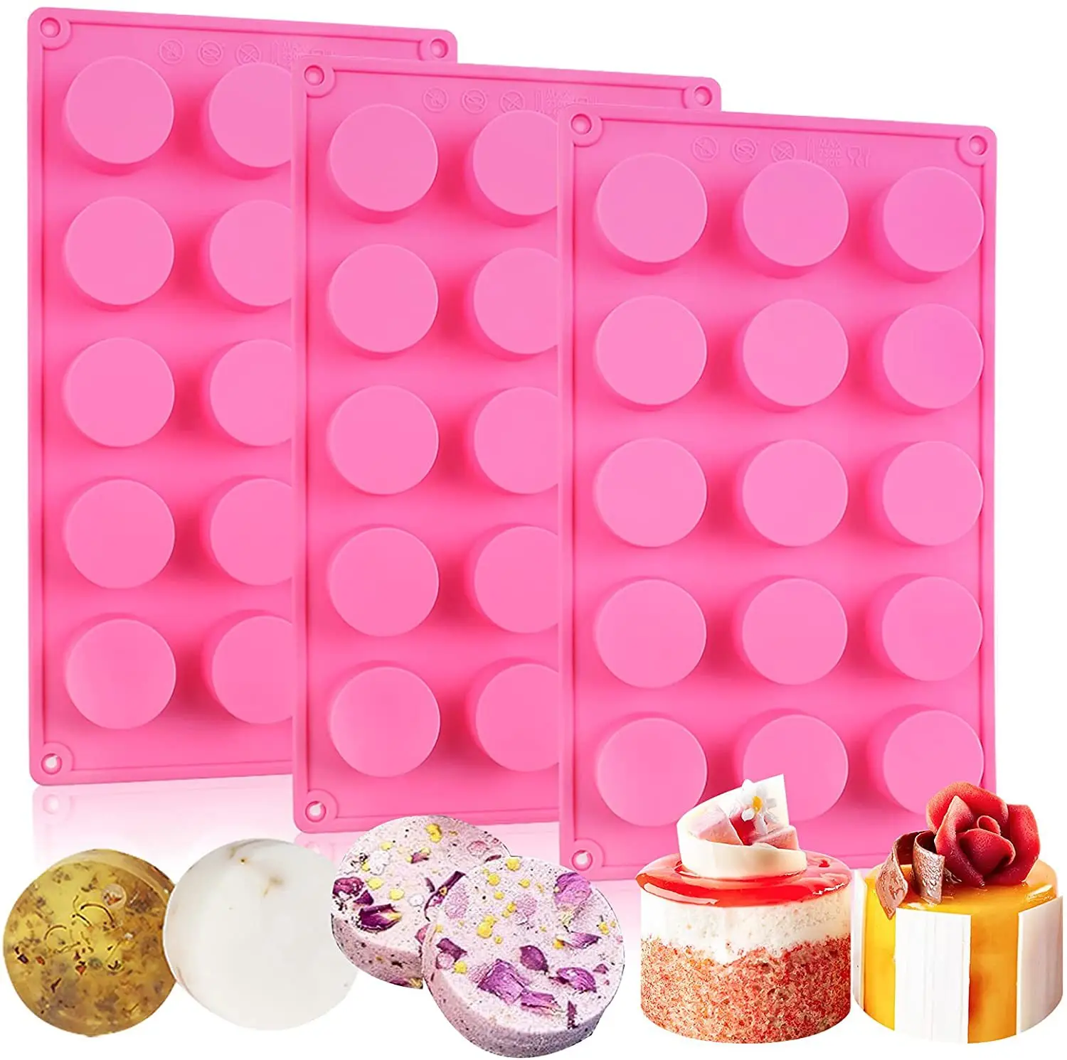 Cylindrical Silicone Soap Molds Massage Soap Molds Suitable For Soap-Based Jelly Cookie Molds Candy Cake Baking Pans
