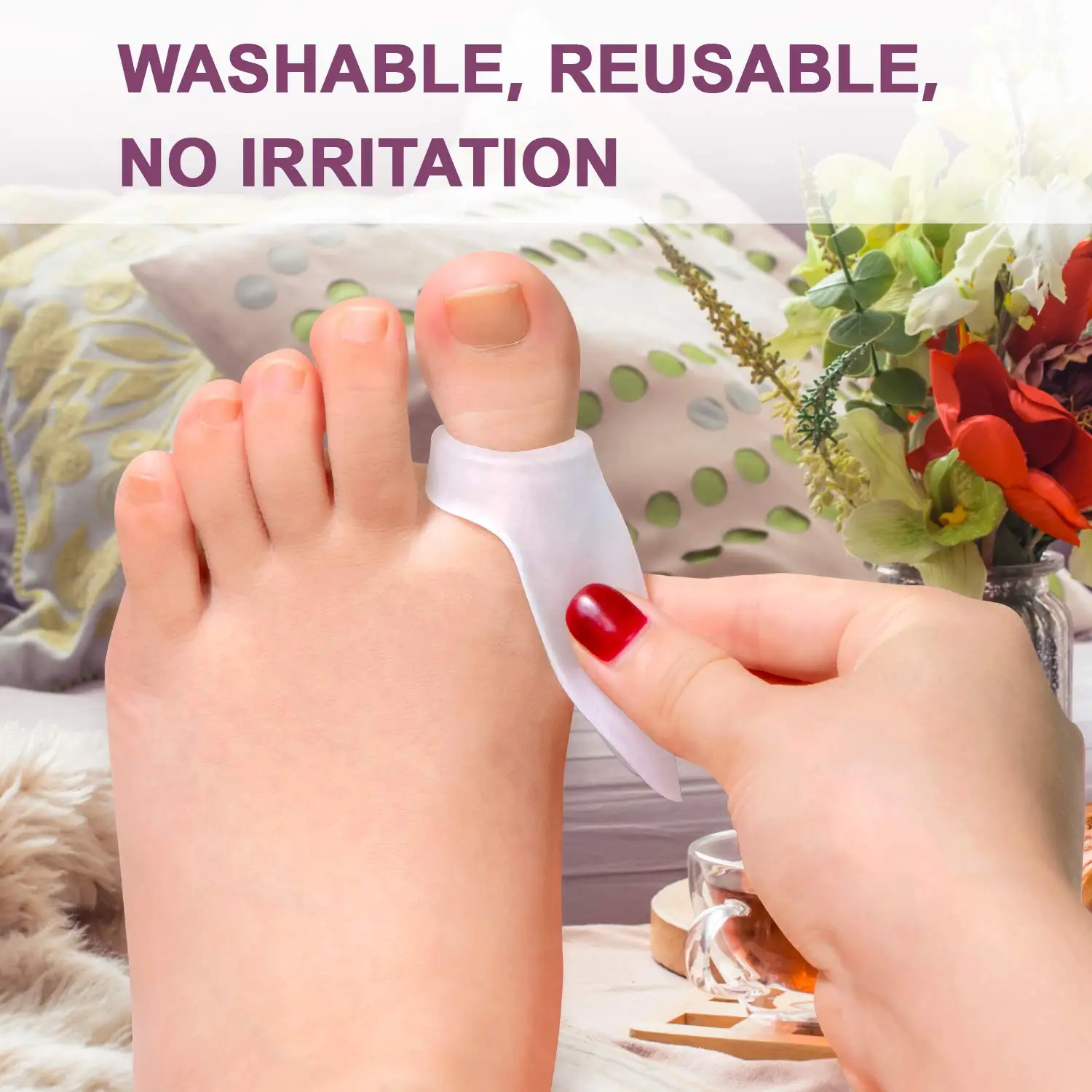 2pcs Silicone Thumb Corrector Bunion Foot Toe Hallux Valgus Protector Finger Straightener Adjuster Gel Foot Separator Care Tool