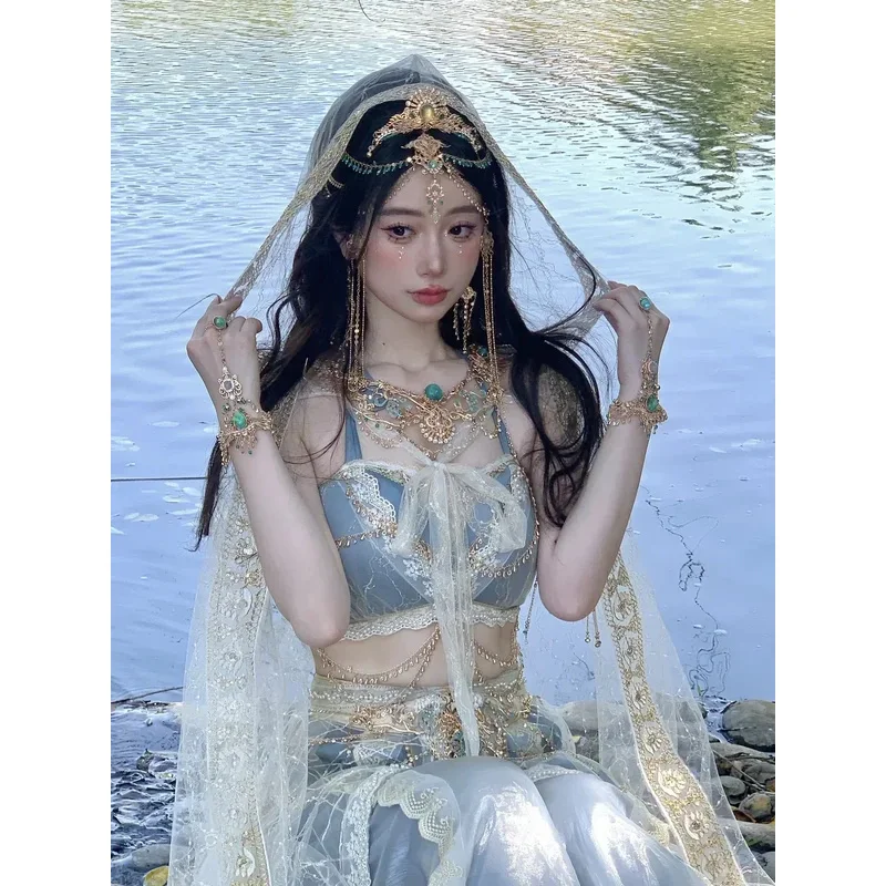 Cyesotic feminino ocidental beleza fotografia mostrar roupas voando exótico pesado indústria dança desempenho roupas