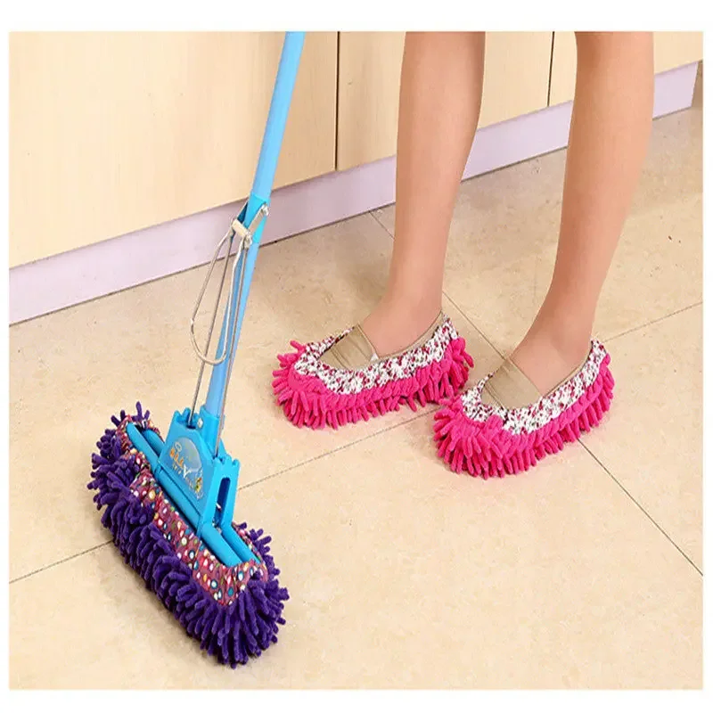 2pcs Bathroom Household Floor Cleaning Mop Cleaner Slippers Lazy Shoe Cover Microfiber Dust Cloth Mopping Shoes Floor Cleaning